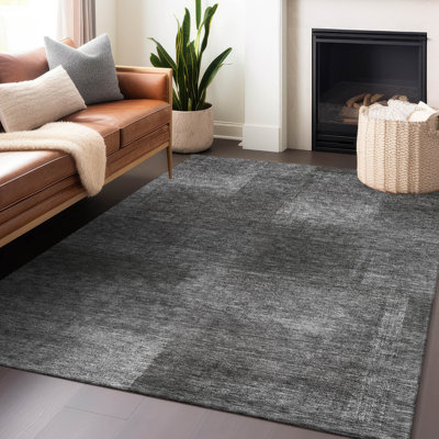 Premium Machine Washable Tweedy Gray Rug