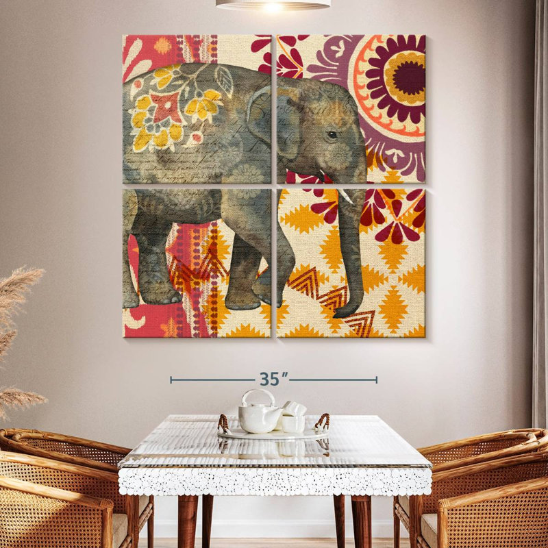 Brampt Caravan Elephant Suzani, 50" H x 50" W