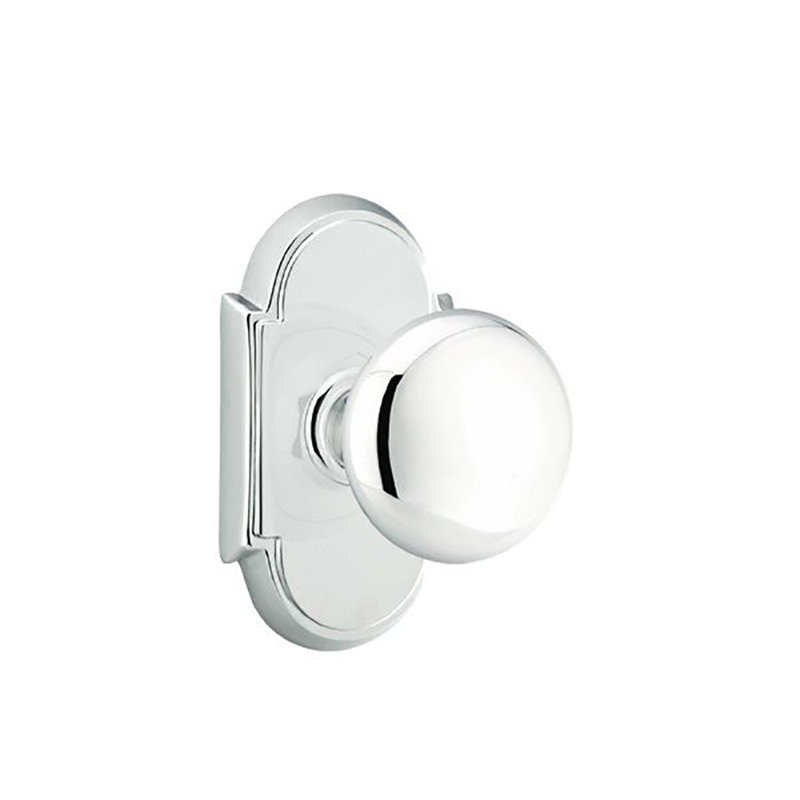 Ensemble de boutons d'intimité Emtek avec rosette # 8 et bouton Providence, Chrome brillant