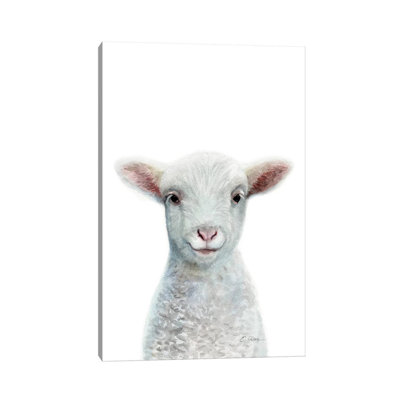 «Baby Sheep», reproduction d'art, Pas de tapis, H 12 po x l 8 po x P 0,75 po, Toile tendue