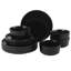 Ensemble de vaisselle en grès 12 pièces Gibson Home Dempsey Road - Service pour 4, assiettes et bols ronds noirs, ensemble de vaisselle moderne embossée durable-117660765