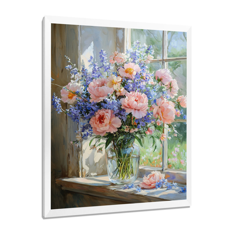 Hendry - décoration murale florale, H 44 po x l 34 po, Reproduction encadrée d'une seule photo, Blanc