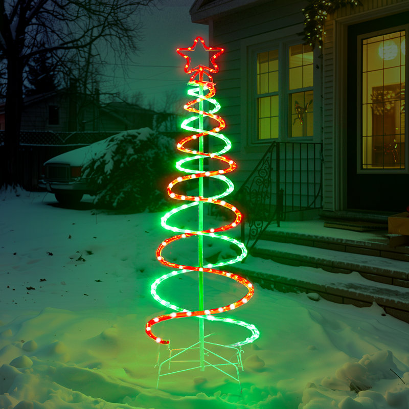 Lampe verte et rouge à DEL en forme d'arbre en spirale, H 60 po x l 24 po x P 24 po