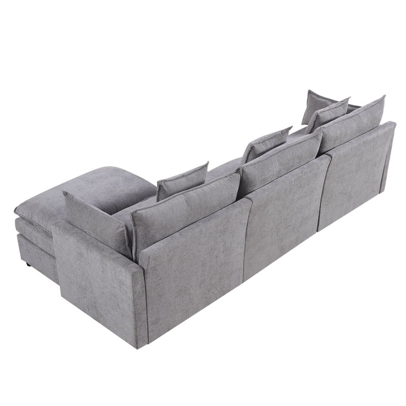 Chenille en forme de L avec coussins à double couche - spacieuse et luxueuse