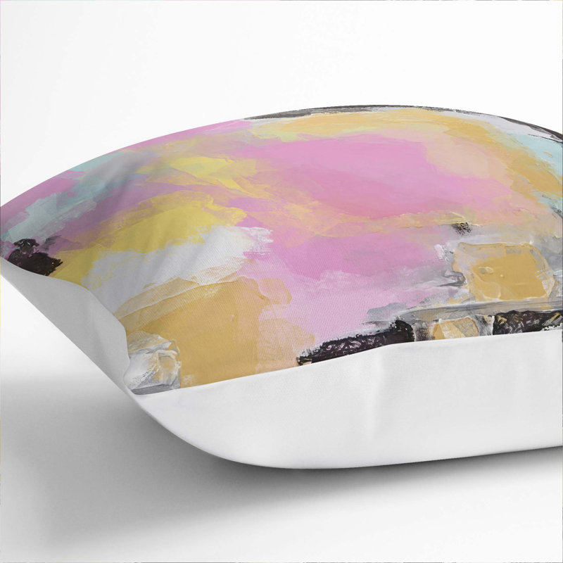 Abstract Square Throw Cushion, White, 40cm H x 40cm W x 15cm D