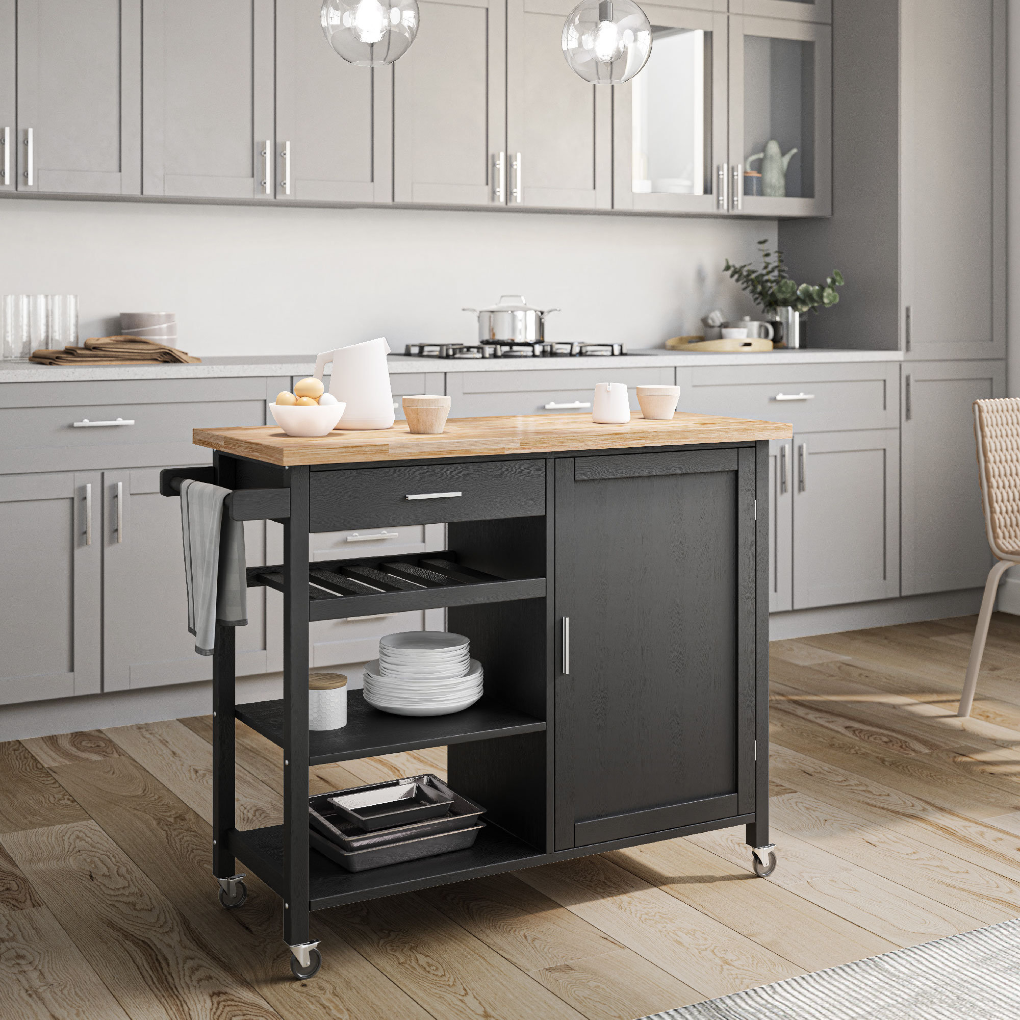 Latitude Run® Domenique Kitchen Cart Solid Wood & Reviews - Wayfair Canada