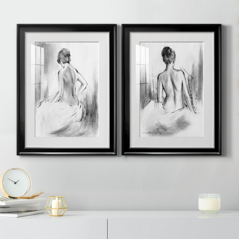 «Soft Silhouette V», ensemble de 2 reproductions sur toile, Toile encadrée, H 30,5 po x l 85 po, Noir