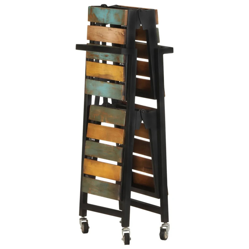 Angeville Solid Wood Kitchen Cart, Natural/Green