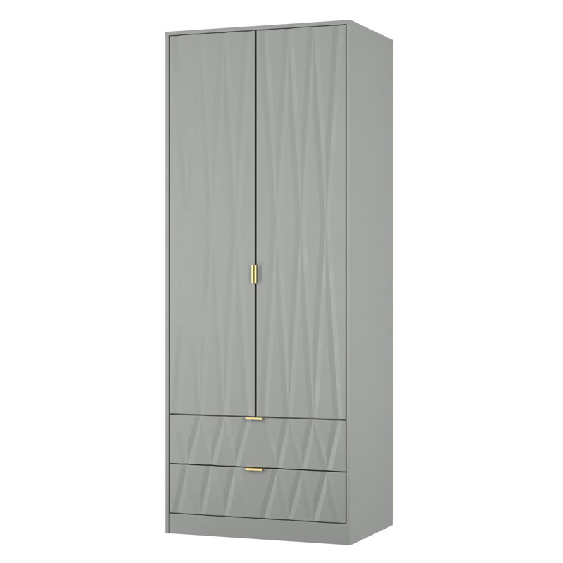Las Vegas 2 Door Robe 2 Drawer Robe in Dusk Grey (Ready Assembled), Dusk Grey