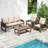 5-Person Patio Wooden Seating Group With Cushions-515768438