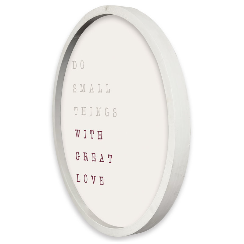 "With Great Love", art textuel sur panneau de fibres à densité moyenne, Cadre blanc