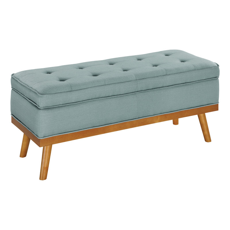 Boyu Polyester Blend Upholstered Storage Bench, Sea Blue Polyester Blend