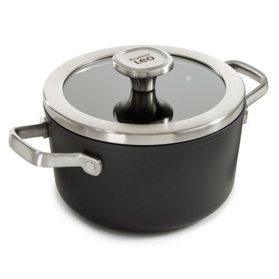BergHOFF Graphite Non-stick Ceramic Stockpot 8", 3.3qt. Glass Lid, Sustainable Recycled Material