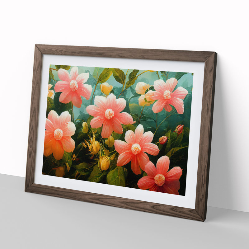 Breathtaking Flowers - Single Picture Frame Painting, 34cm H x 46cm W x 2cm D, Walnut Framed