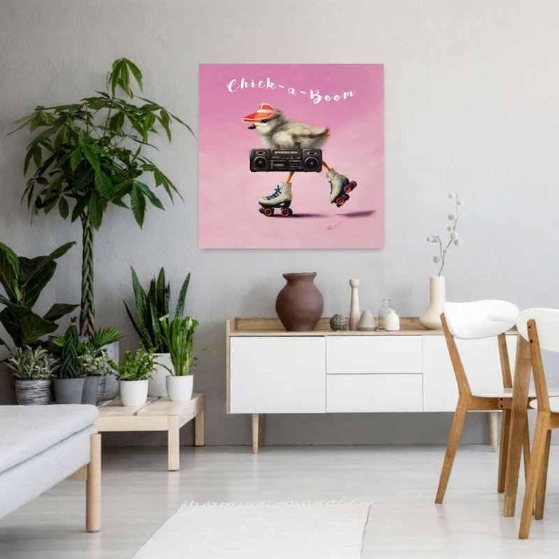 Roller Chick, oiseau contemporain, art urbain, H 36 po x l 36 po