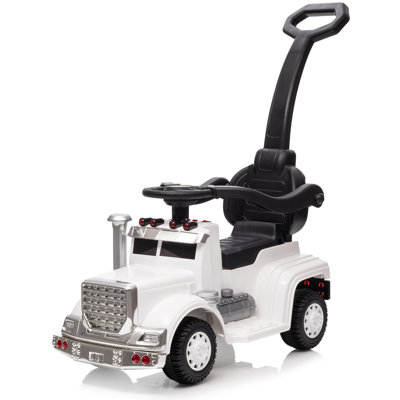 Voiture à pousser Outfunny 3 en 1 pour tout-petits de 1 à 3 ans, avec poignée amovible et barrières de sécurité, blanche.