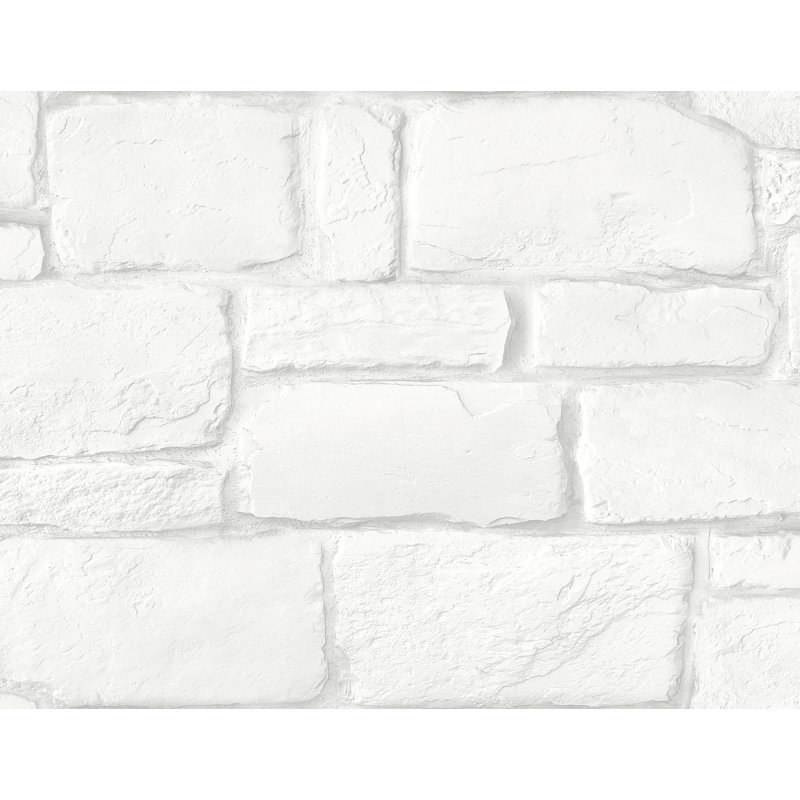 Brick Vinyl Wallpaper Roll, White