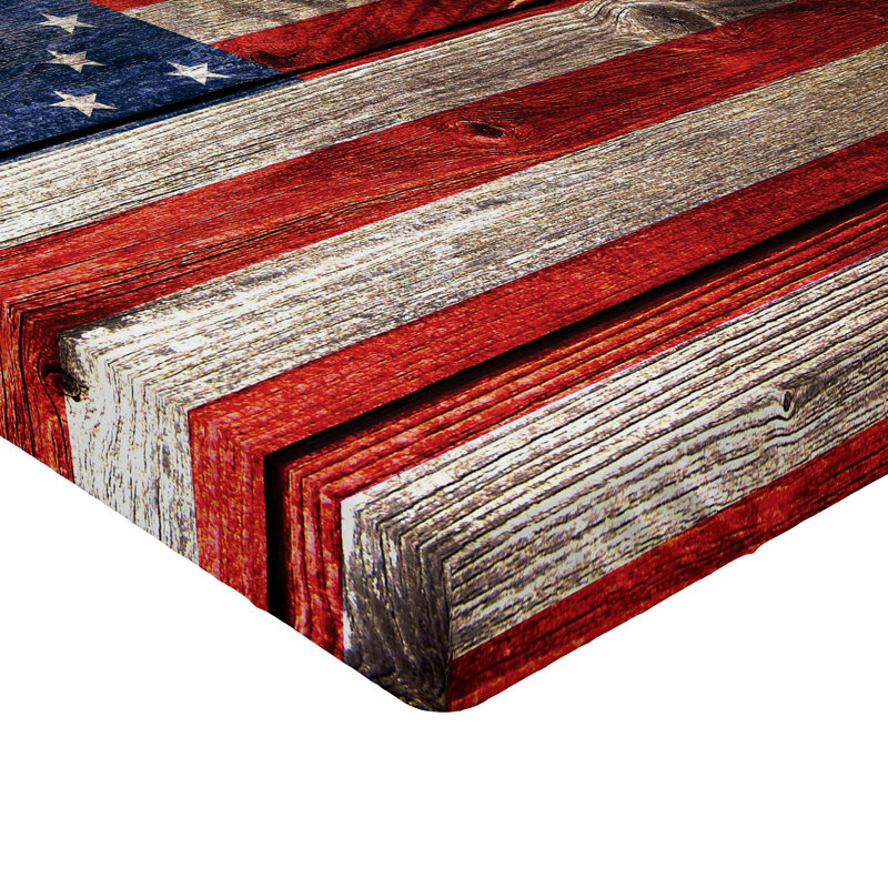 Ambesonne Retro Fitted Sheet 2-Pack Independence Day Wall Red Blue Tan, Twin Fitted Sheet