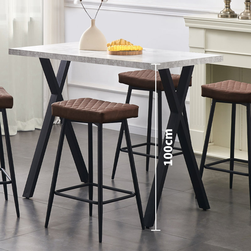 Upholstered  70cm Height Counter Stool, Brown Faux Leather
