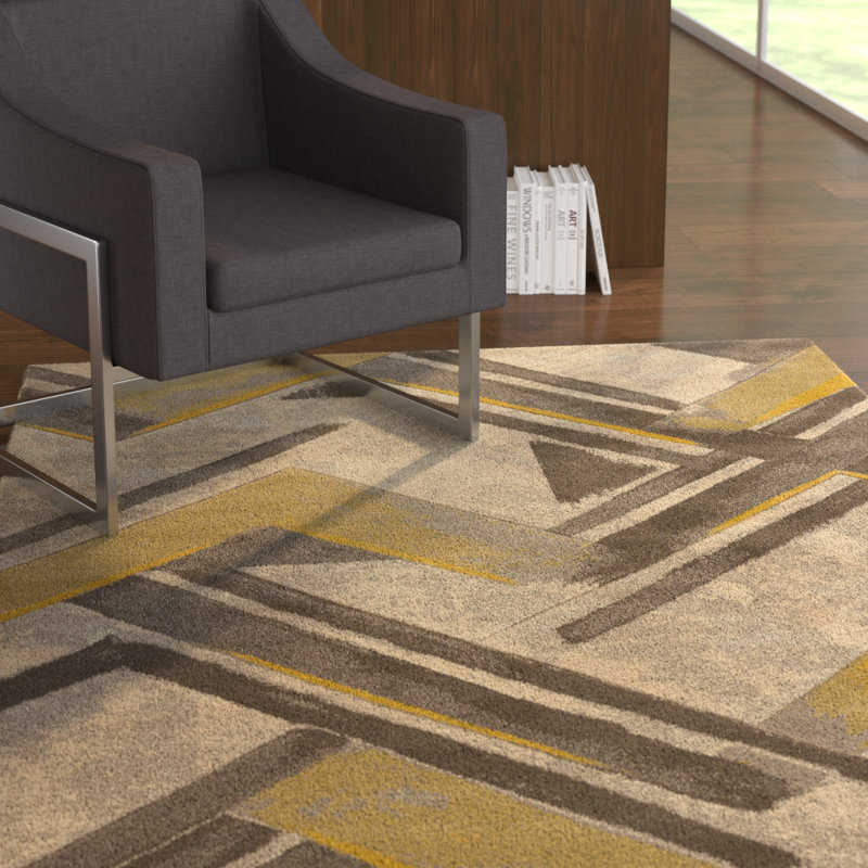 Tapis gris à motif géométrique Dov, Rectangle 5 pi 3 po x 7 pi 2 po