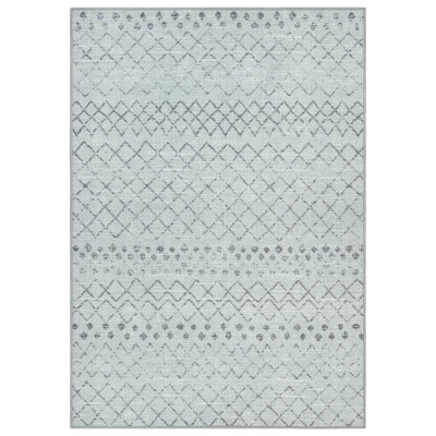 GLN Rugs Contemporary Collection - Machine Washable Modern Area Rug, Contemporary Washable Rug, Non Slip Area Rug, Abstract Living Room Rug, Bedroom Rug, Bathroom Rug (Gray Rug)