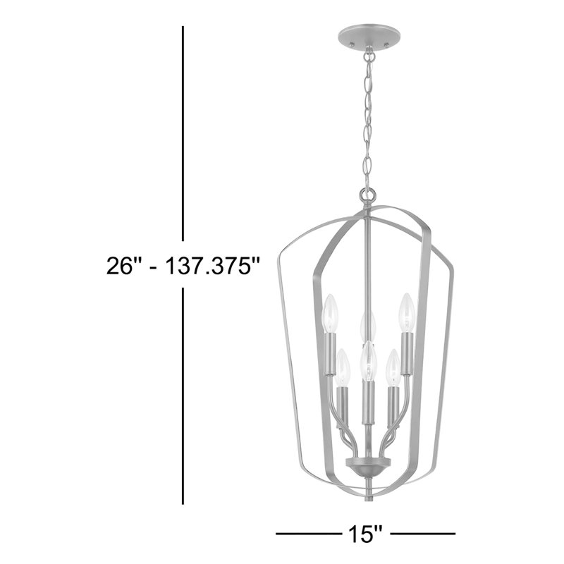 Romee Medium Six Light Hall / Foyer from Generation Lighting , Brushed Nickel, Not Energy Star, No