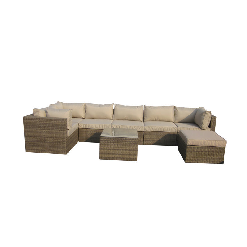 Askim 7 Seater Rattan Sofa Set, Nature