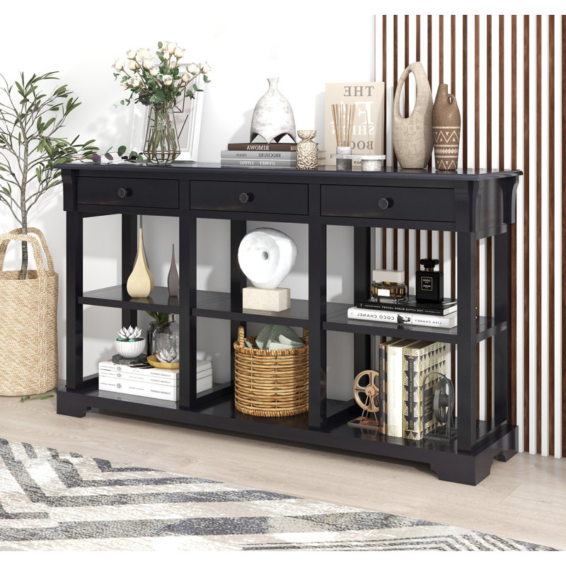 Console rétro en bois massif Cesilia, Espresso