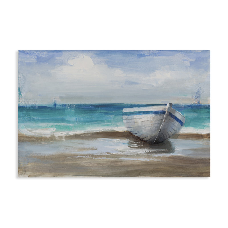 «Painterly Boat On The Shore Canvas», conception de Cloverfield & Co., H 24 po x l 36 po