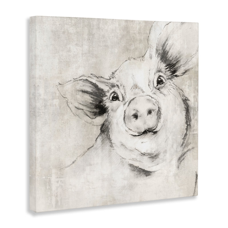  Cochon, croquis et impression sur toile par Eli Jones, H 24 po x l 24 po