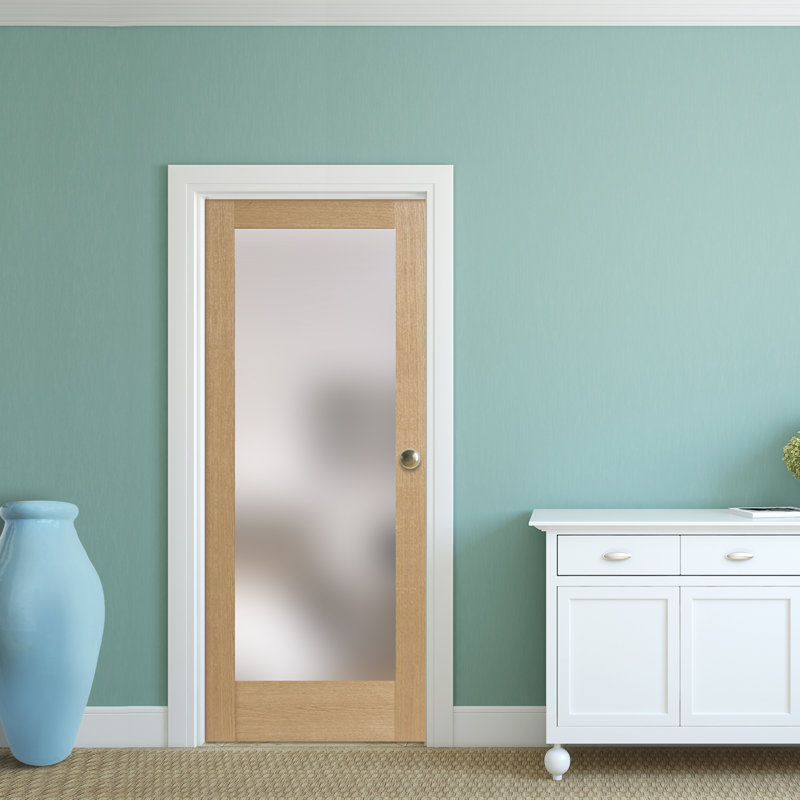 24'' x 80'' Right-Handed Satin Glass White Oak Prehung Interior Door
