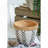 Set Of 2 White And Brown Cement Planters With V Pattern, L:D10x8"  S:D8x6.5"