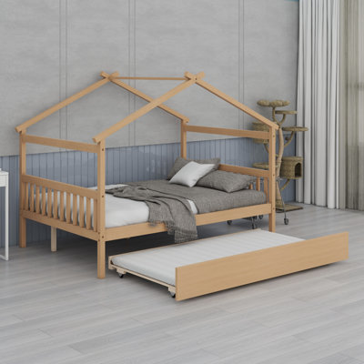 Lit en bois avec lit gigogne simple