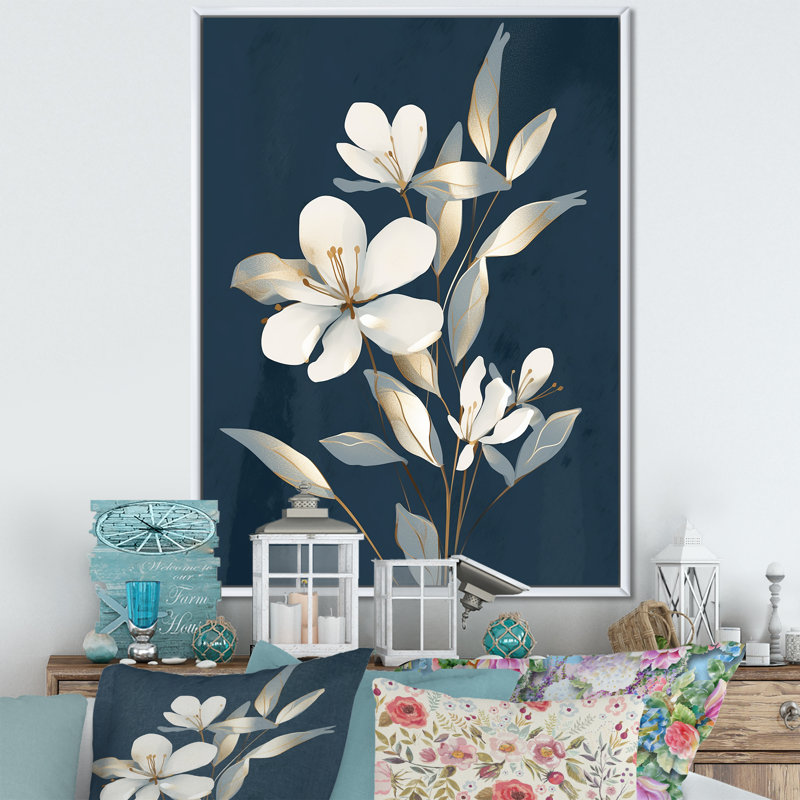 Plumeria Floral Dreams, reproduction d'art sur toile, H 32 po x l 24 po x P 1 po, Cadre flottant blanc