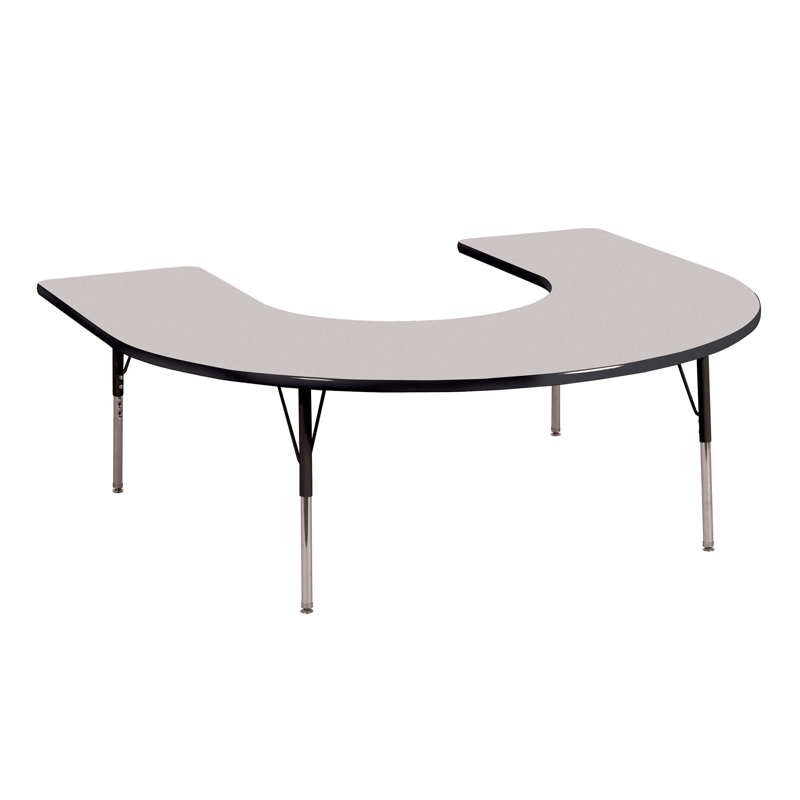 Table d'activité 60 "x 66" en forme de T avec pieds réglables, Gris / jaune, Roulement pivotant standard