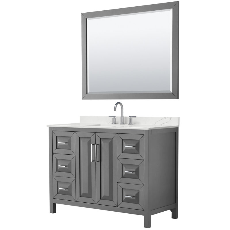Daria 48'' W Vanity, Gray, Polished Chrome, Giotto Quartz