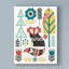 Art sur toile «Folk Lodge Fox V2 Teal» par Katarina-33426798