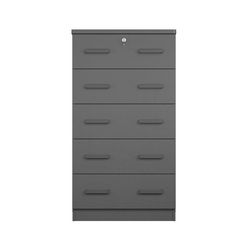 Tall Chest, with Deep Drawers, Ample Storage, Black