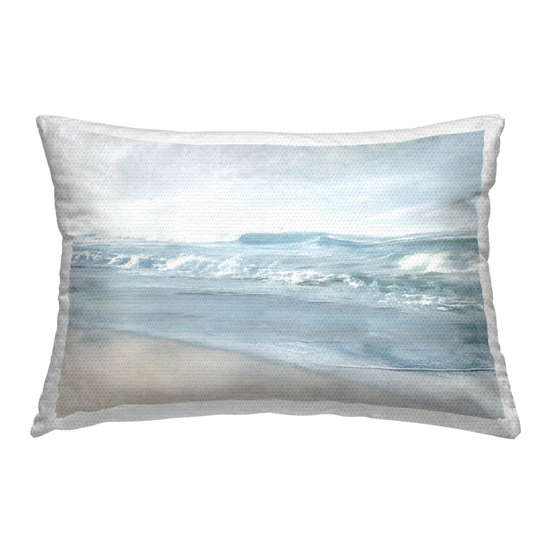 Coussin d'extérieur imprimé Calm Blue Beach Waves par Mike Calascibetta