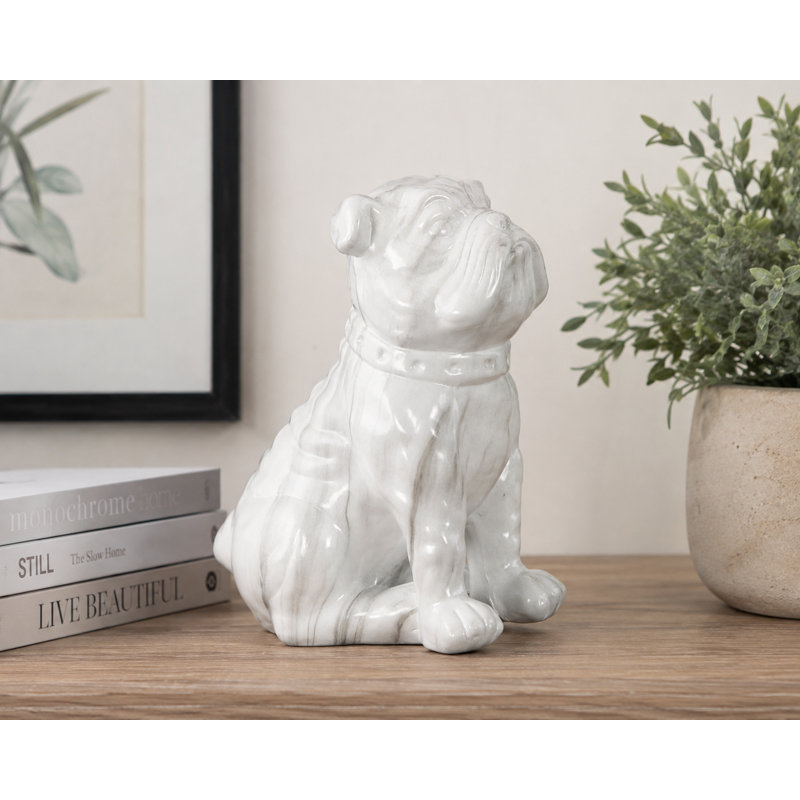 Figurine bouledogue britannique en céramique avec collier et mableized de stries Westerlo