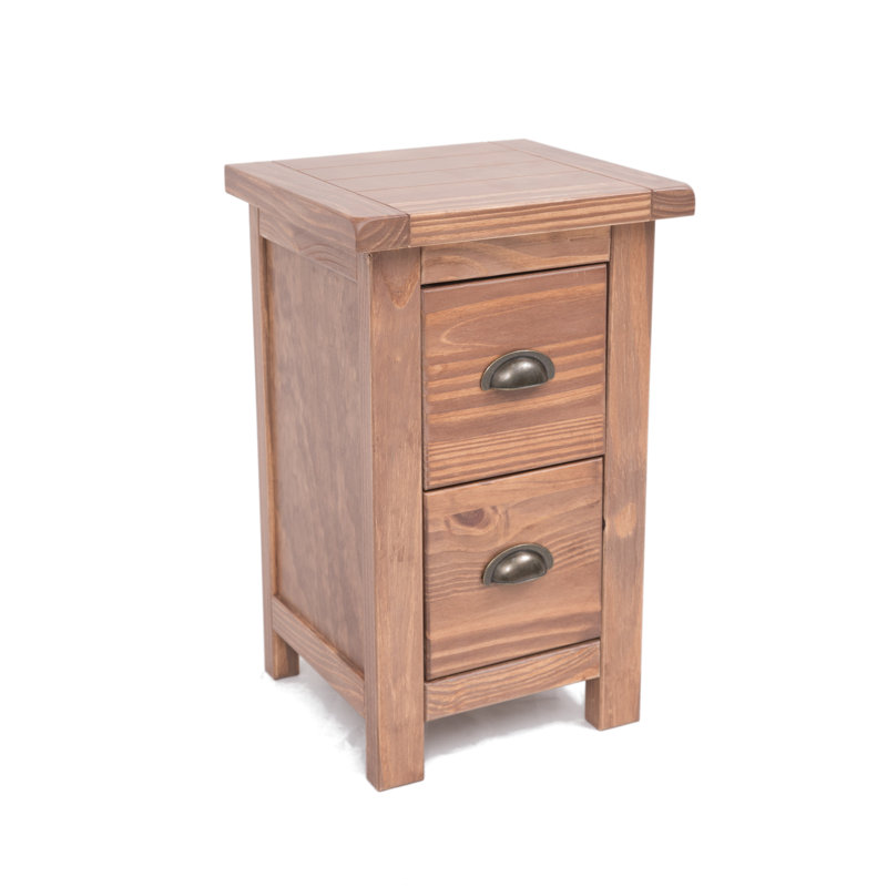 Astrid 35cm W Solid + Manufactured Wood Bedside Table, Light Brown