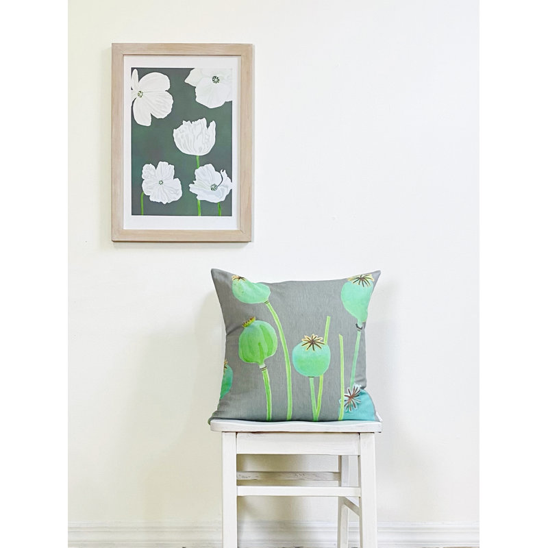 White Poppies On Moody Blue Print, 19" H x 13" W