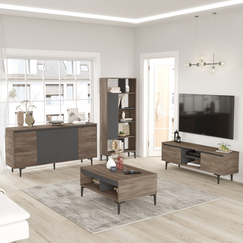 Living Room Furniture Set, Noyer / gris