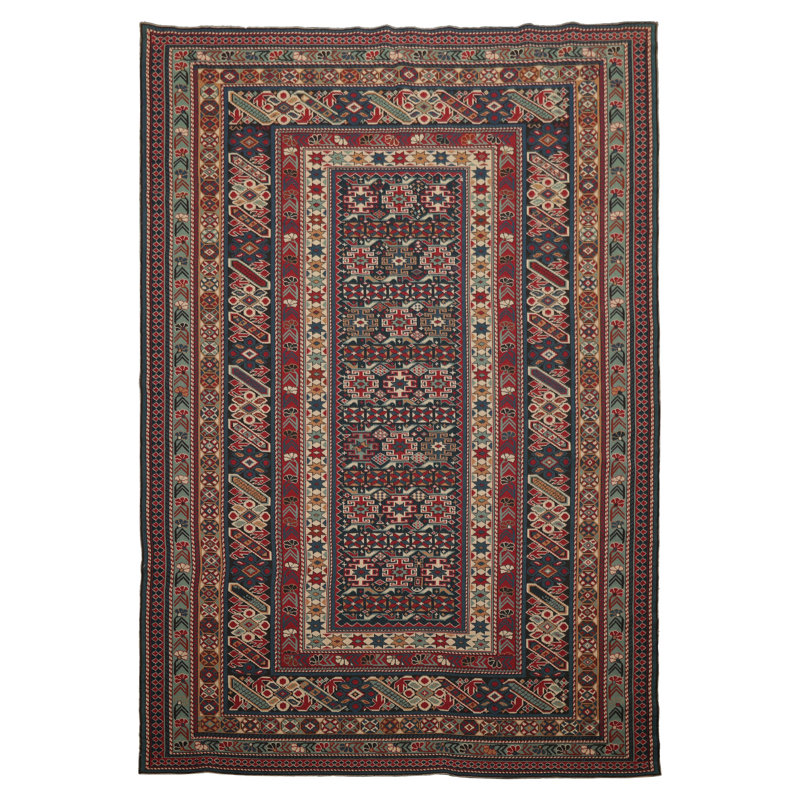 Tapis tribal en laine tissé à la main bleu sarcelle 6 pi 3 po x 8 pi 8 po