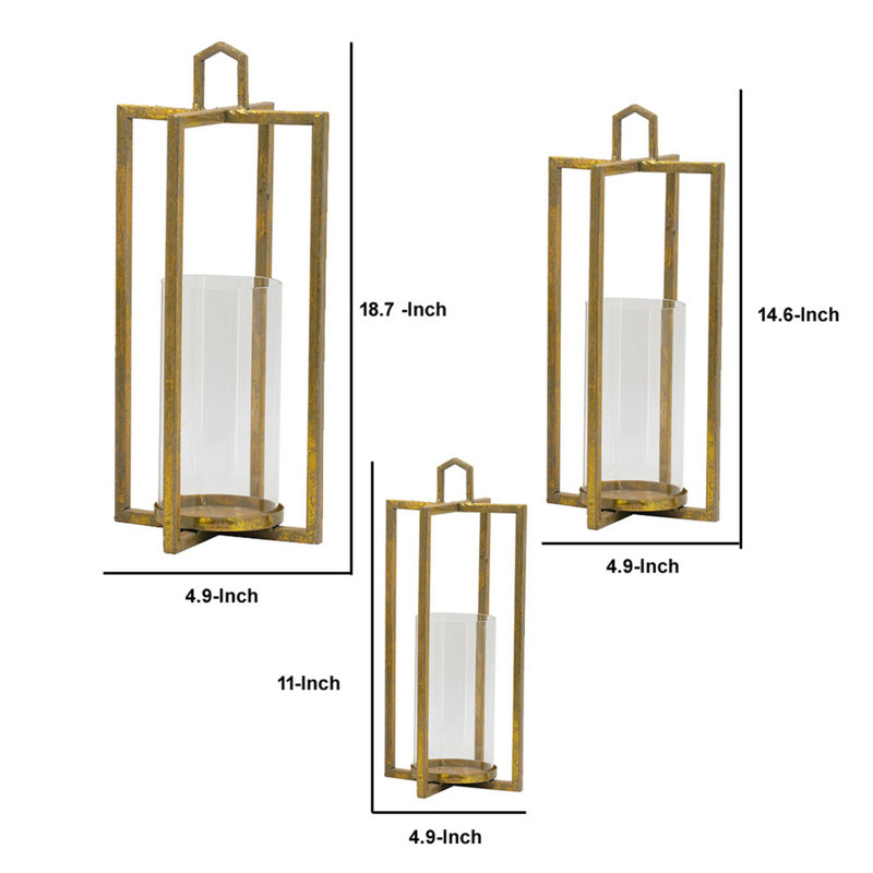 3 Piece Iron Tabletop Lantern Set