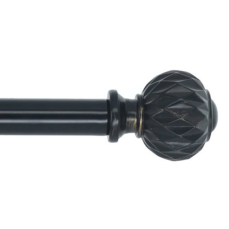 Naisa Adjustable Single Curtain Rod, 28" - 48", Black