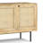 Solid Mango Wood Sideboard Buffet with Woven Raffia Accents