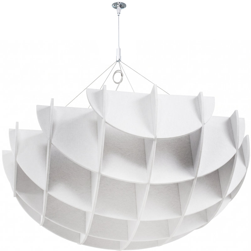 Panneau de son acoustique suspendu semi-circulaire 43,25 po x 16,8 po VIVO, Blanc