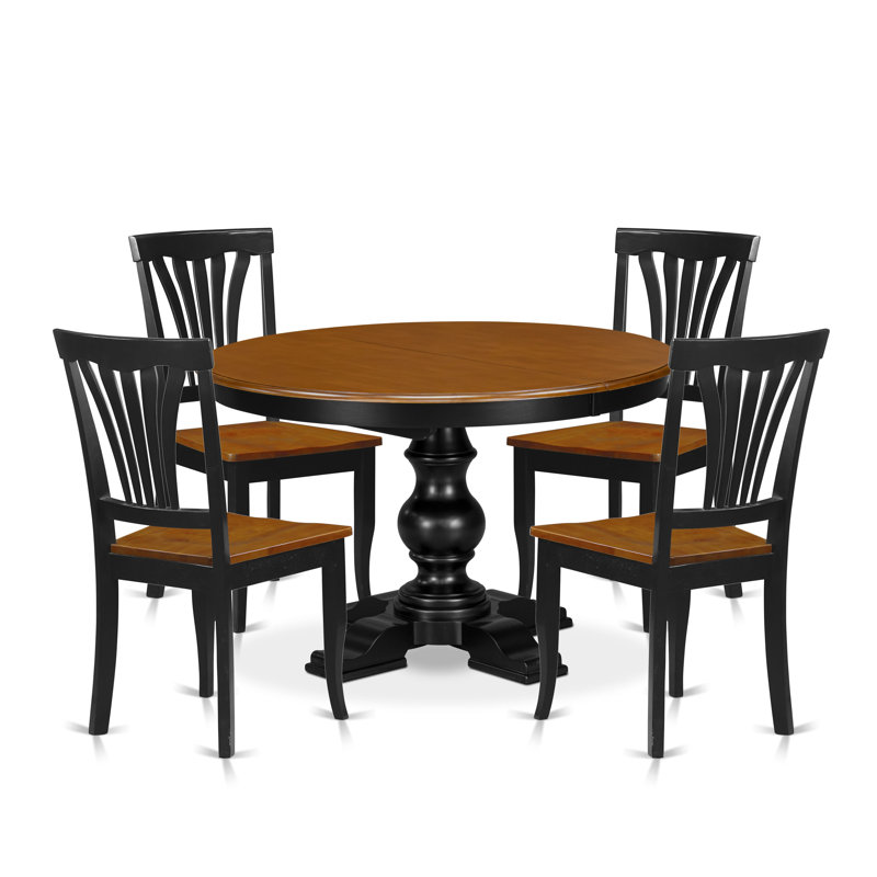 L'ensemble de salle à manger 5 pièces comprend une table et 4 chaises de salle à manger avec dossier à lattes - noir