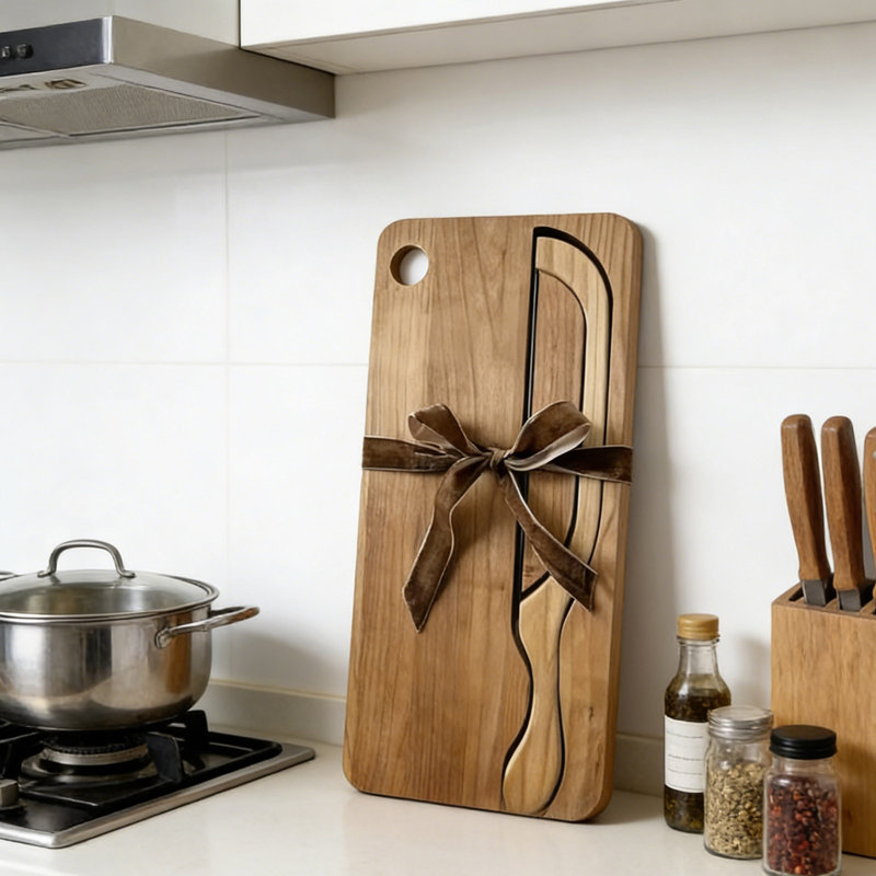 Ensemble de couteaux à pain et de planches à découper en acier inoxydable de 8 pouces avec un couteau à pain au levain en forme d'arc pour des pains bagels maison